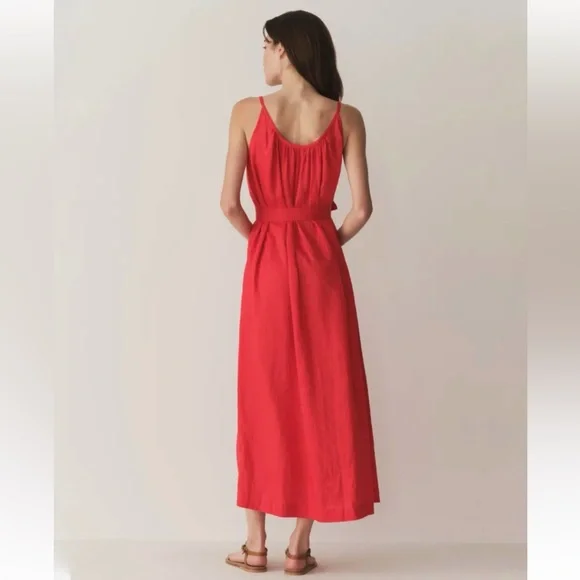 NWT DÔEN Nevita Linen Belted Midi Dress in Scarlett Size L - Picture 5 of 16